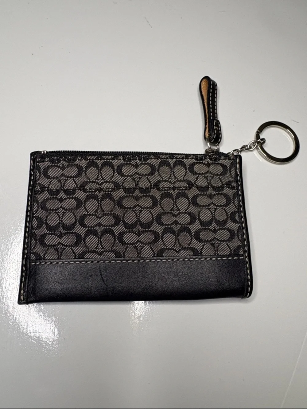 Coach Black Signature Key Card Holder